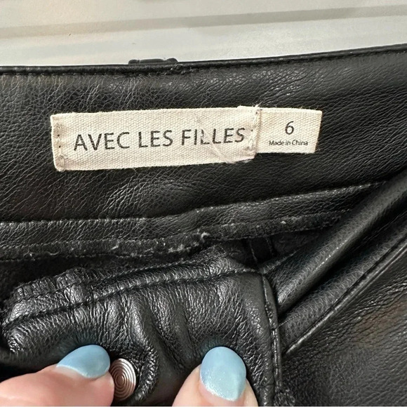 Avec Les Filles Anthropologie Lettie Straight Ankle Faux Leather Vegan Pants 6 - Picture 3 of 8